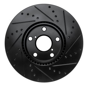 Lexus IS300 Brake Rotor (1) - Front Left - R1 Concepts - Drilled & Slotted - Black - `92-`10